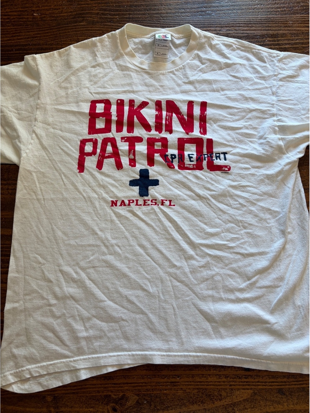 Fruit of the Loom XL White Bikini Patrol Naples FL Graphic T-Shirt